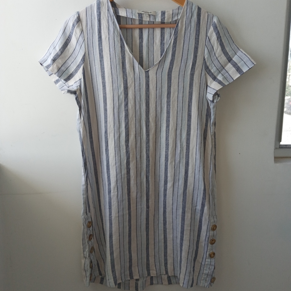 Madewell S Linen Side-Button Easy Dress - Picture 2 of 12